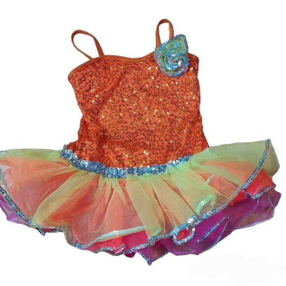 Kids Girls Colorful Dance wear with Sparkle - Picture 2 of 10
